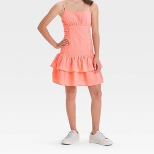 Peach Ruffled Kids Dress